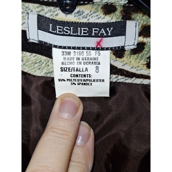 A Leslie Fay Vintage Women's Blazer Jacket Animal Print Office Siren Corpcore 8 - Picture 2 of 8
